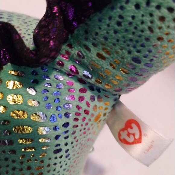 TY Beanie Boo Glittered Cinder the Green Dragon‎ Plush Stuffed Animal Toy 9" - Picture 5 of 5